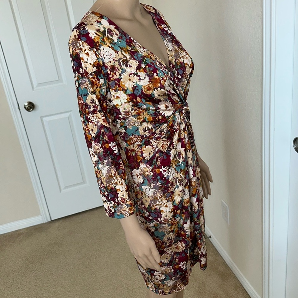 New with tag FOREVER 21 Multicolor Floral Long Sleeve Dress Size XL. - Picture 2 of 15